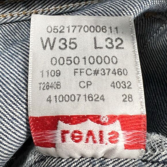 Levi’s 501 Jeans Men’s Size 35x33 (Actual 32x28) Blue Straight Button Fly Grunge - Picture 11 of 15